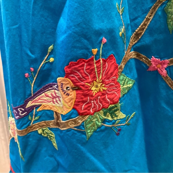 Bechamel bright blue embroidered square neck short sleeve summer peasant dress L - Picture 5 of 16